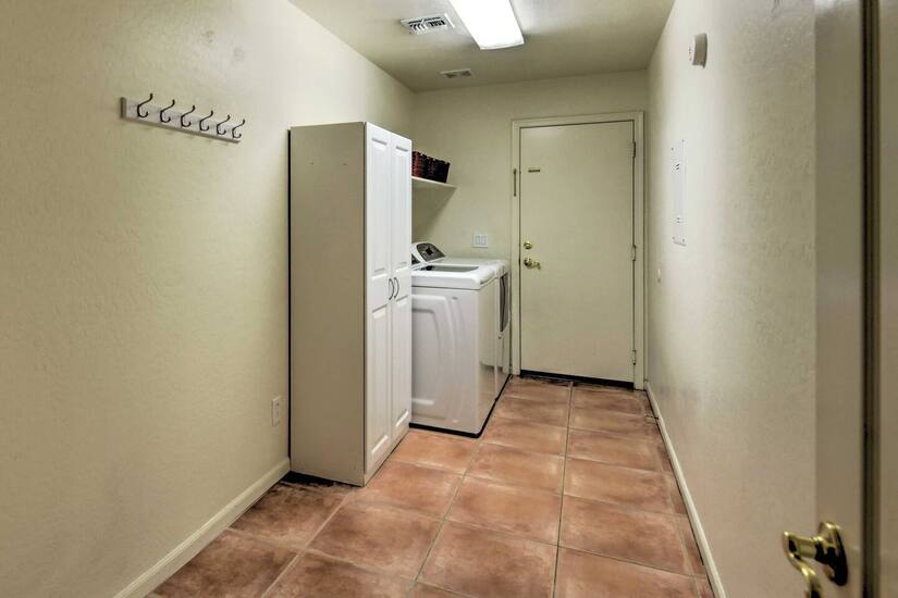 New, full-size washer/dryer + storage space