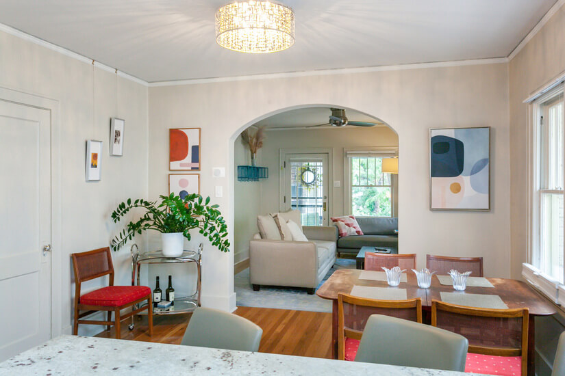 Looking from the kitchen to the dining, livin