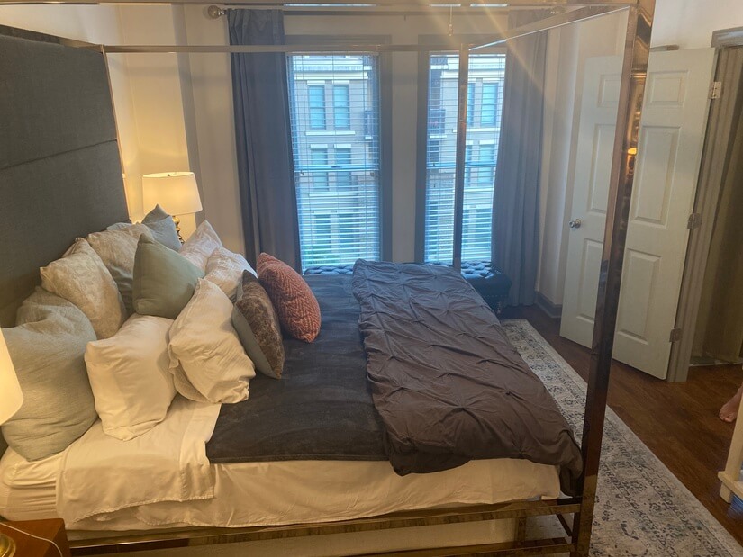 Large windows in bedroom