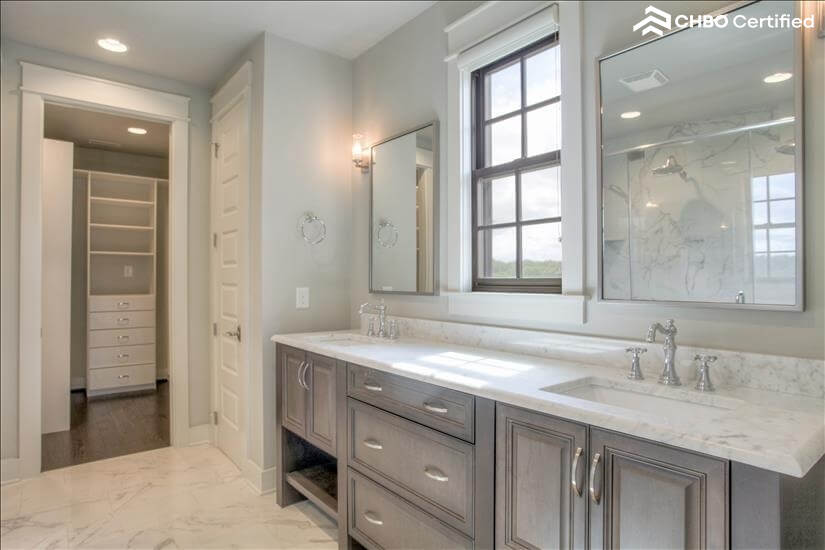 Master bathroom overlooking river