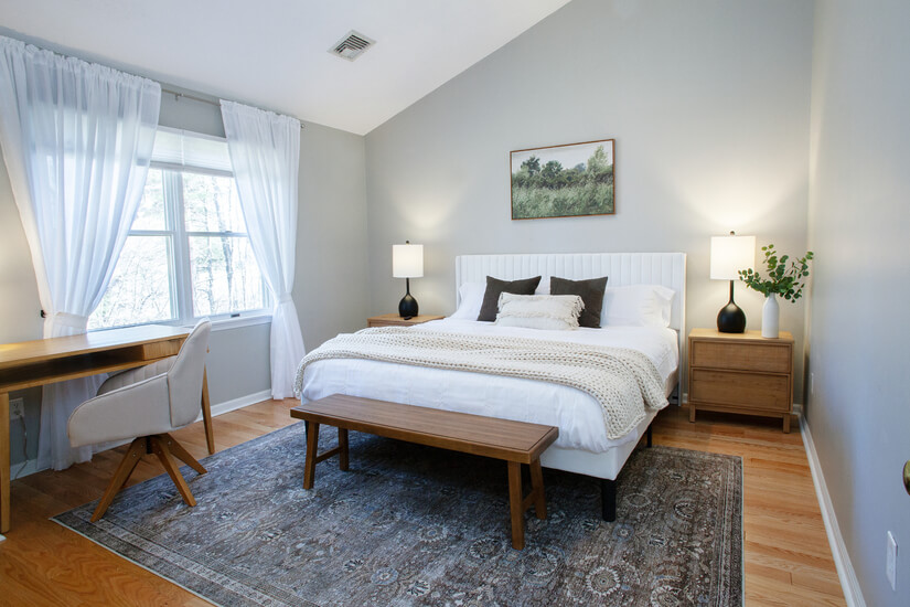 Master bedroom with attached bathroom