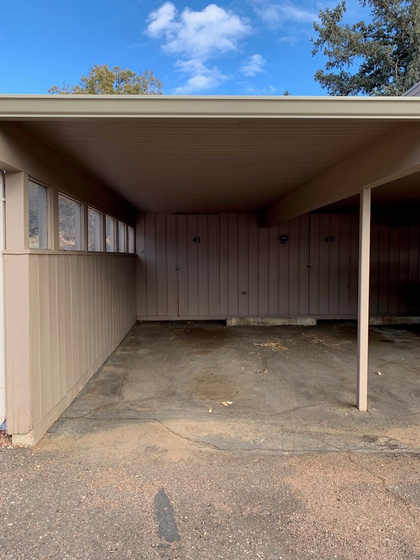 Covered parking with storage area