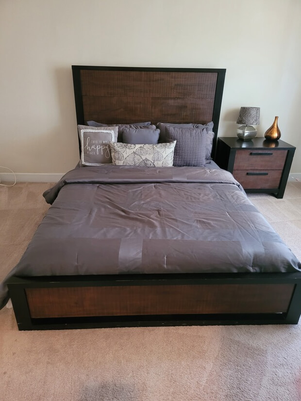 Queen size bed basemen bedroom