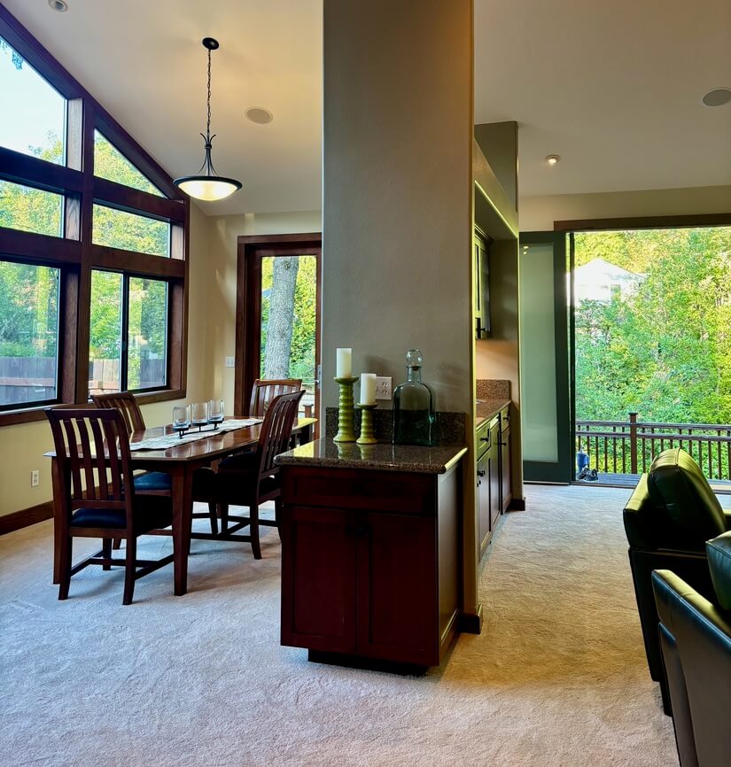 View from kitchen to dining room