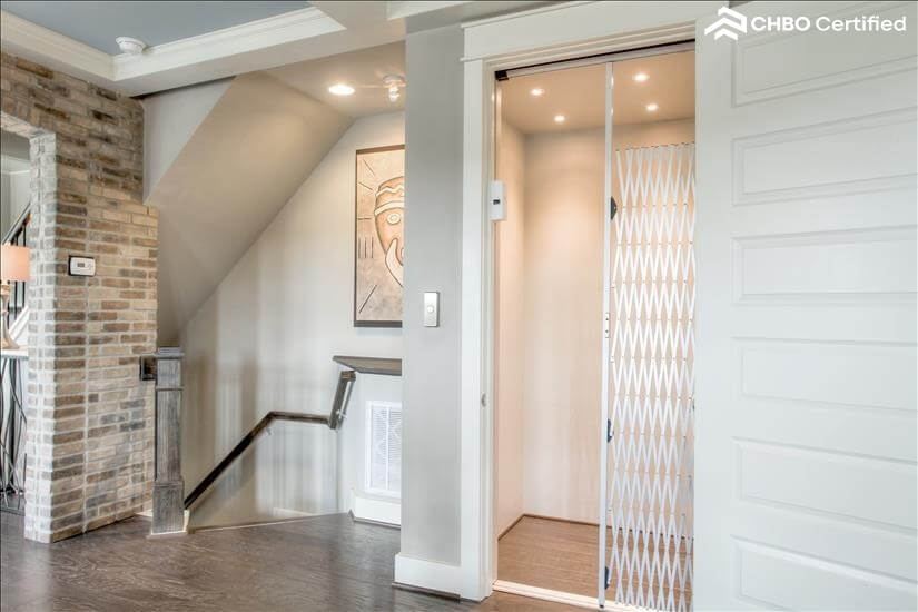 Private elevator goes from the garage to the