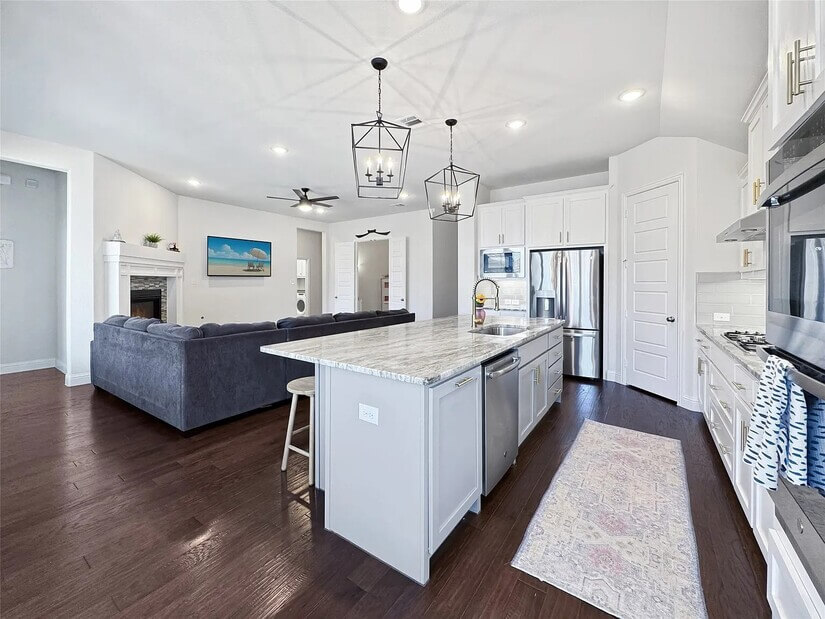 Kitchen and living room