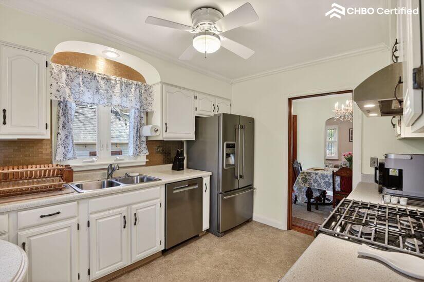 Kitchen looking into dining room
