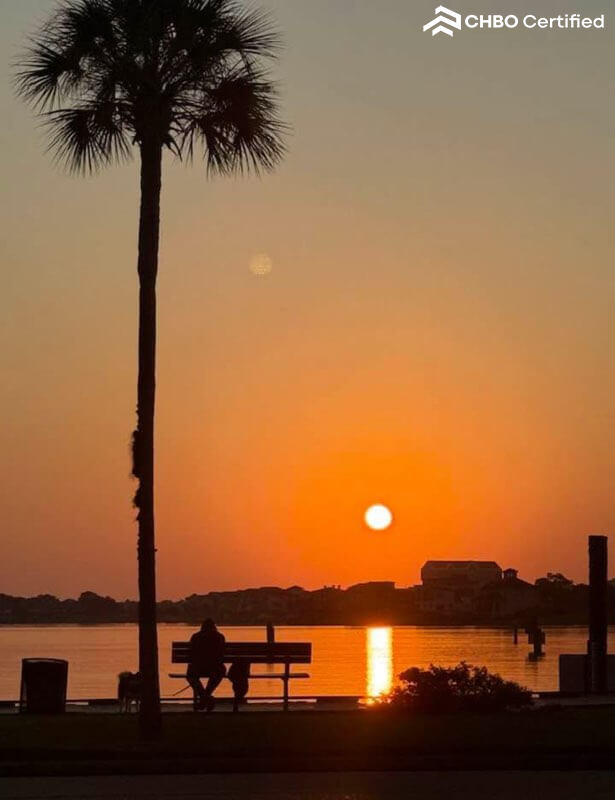 Savor the sunsets over Clear Lake located only a block away