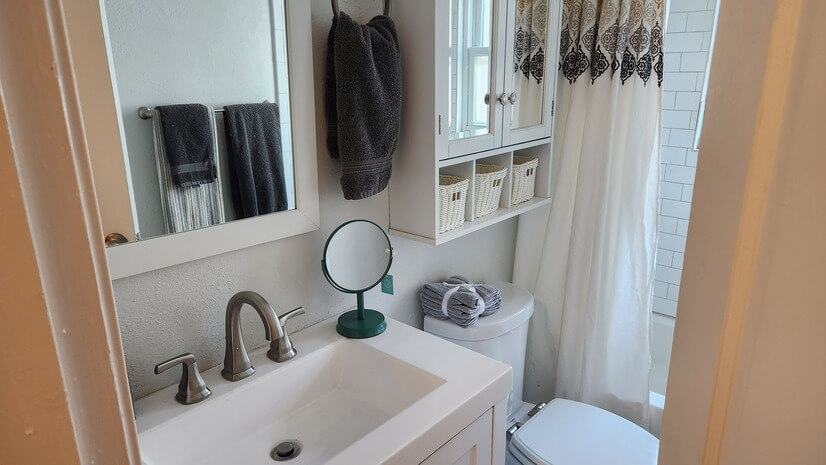 bathroom sink and cabinets