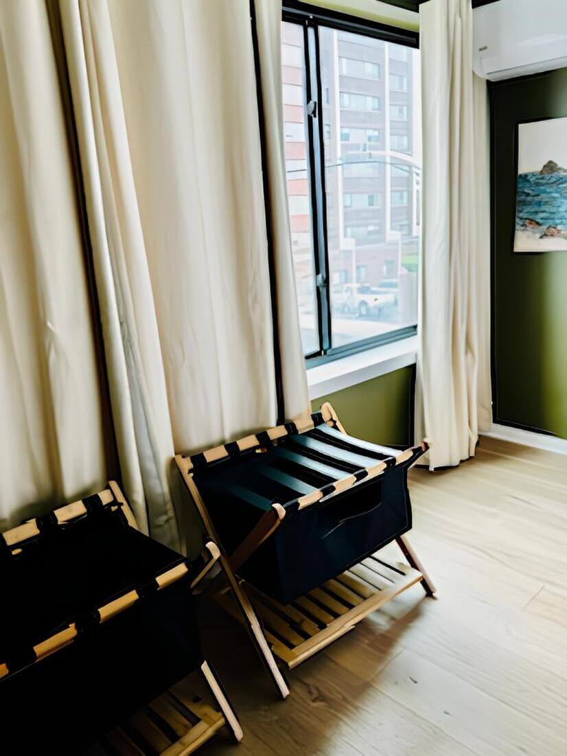 Storage for luggage and laundry in both bedrooms