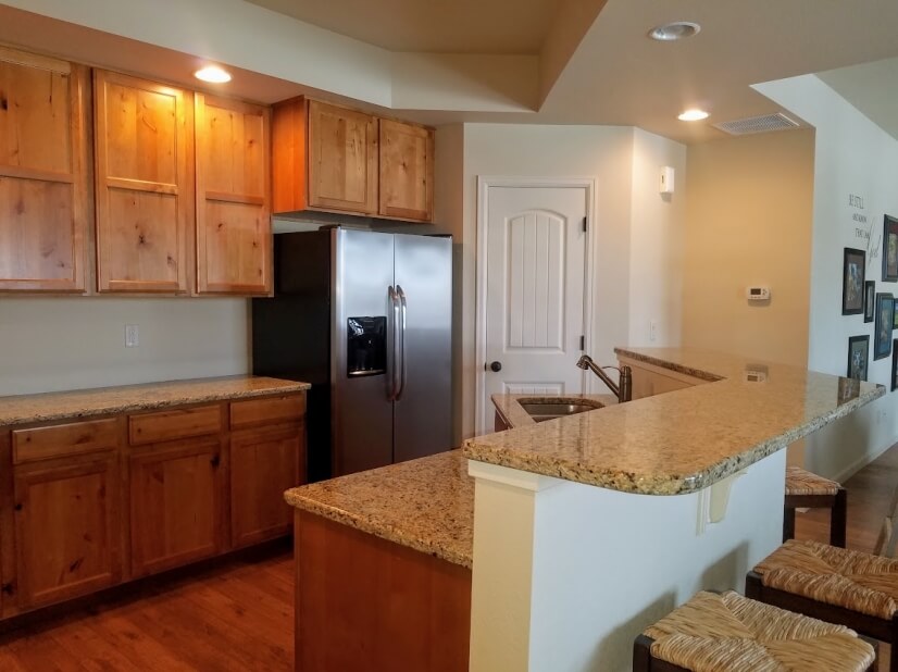 Raised breakfast bar and a huge pantry comple