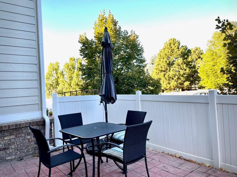 private patio faces west toward mountains