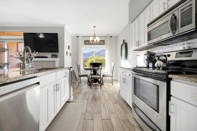 Kitchen filled with sunlight
