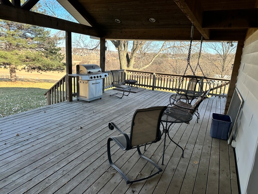 Back porch with Grill and porch swing