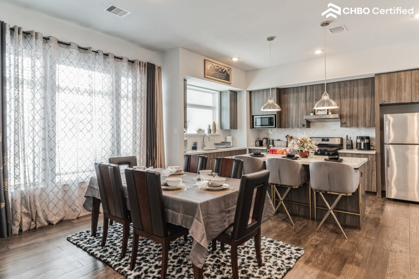 Dining with kitchen view