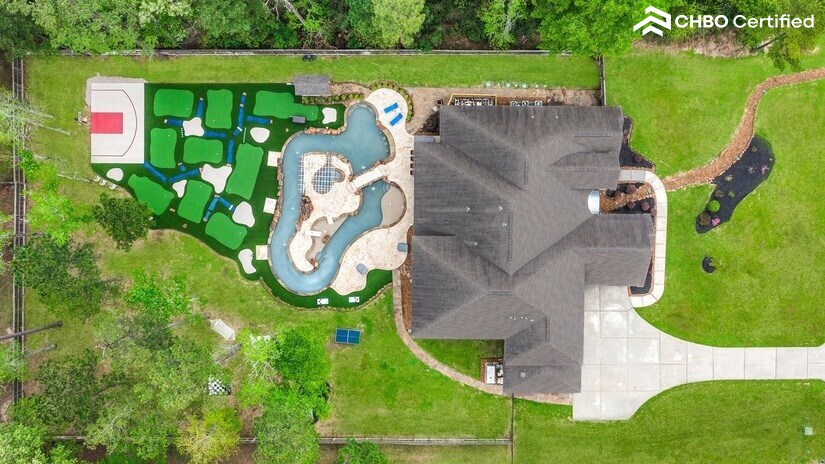 Aerial view with lazy river