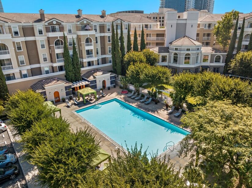 Olympic size pool with cabanas