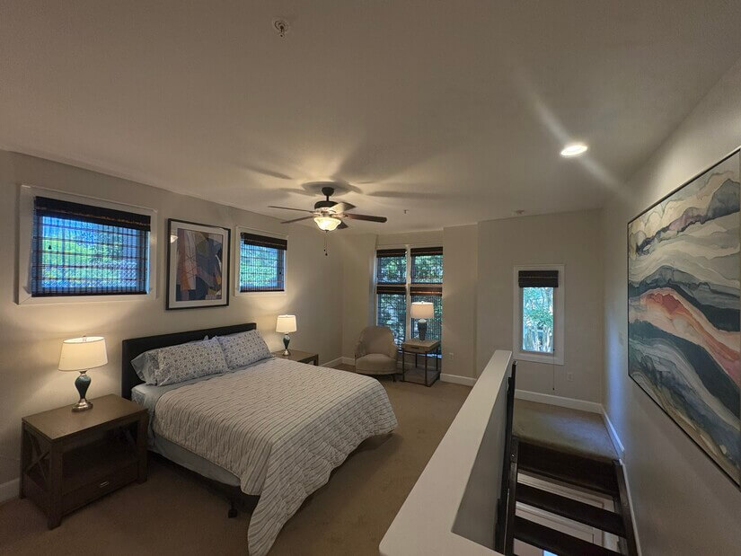 Large windows, beautiful artwork, high ceilings