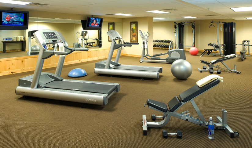 Well equipped exercise room open 24 hours/day