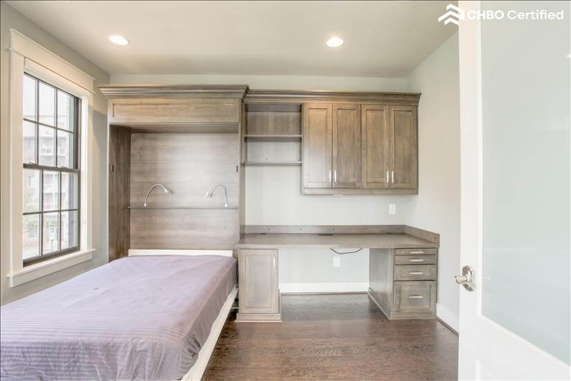 Full size Murphy bed located in office