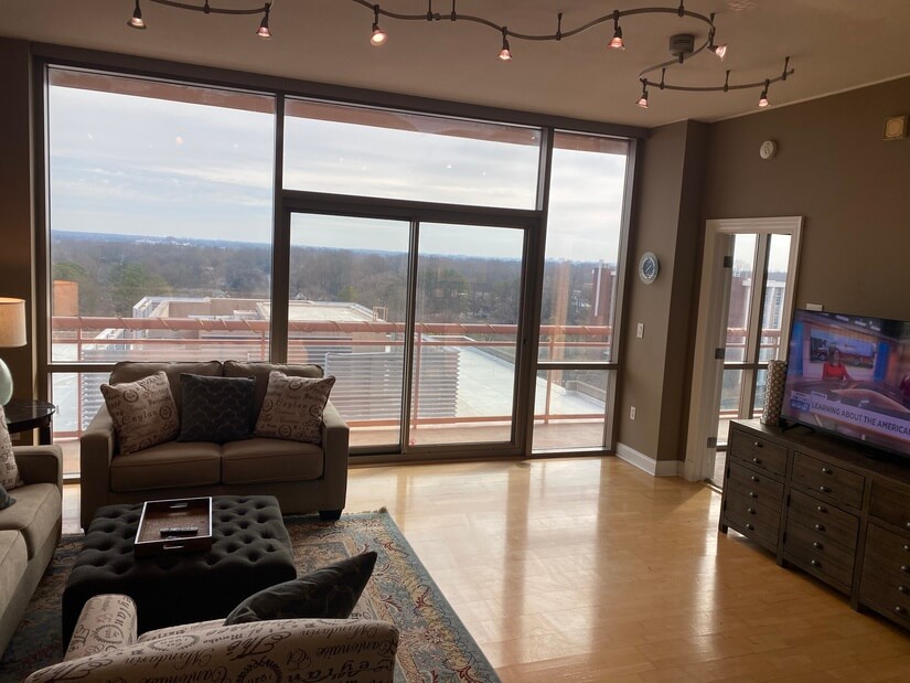 Balcony extends full length of apartment