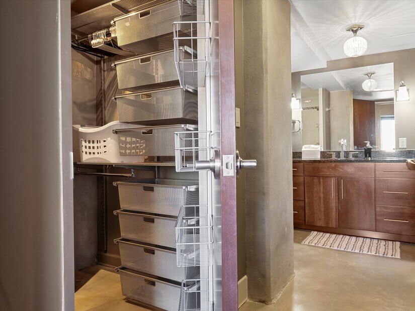 Storage on both sides of closet walls