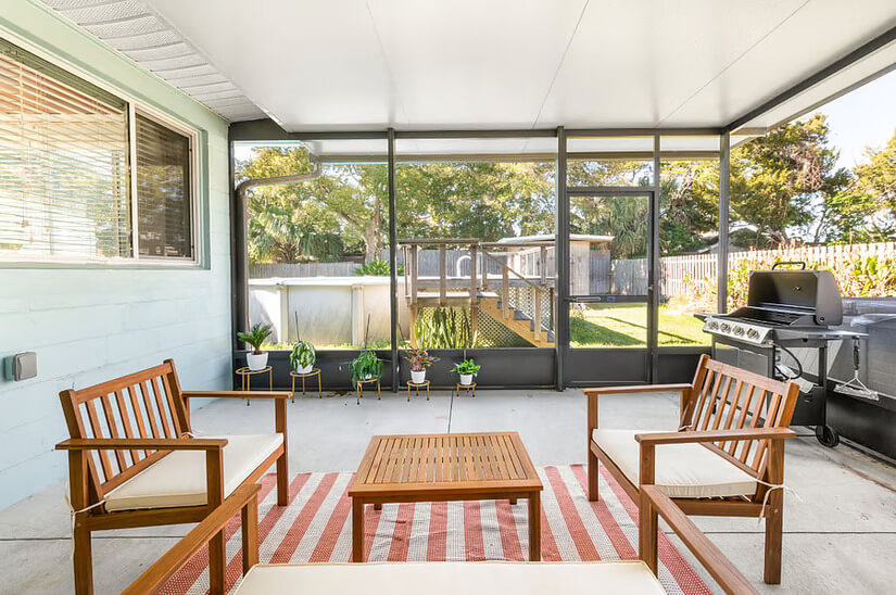Outdoor living space with ping pong table and fun activities