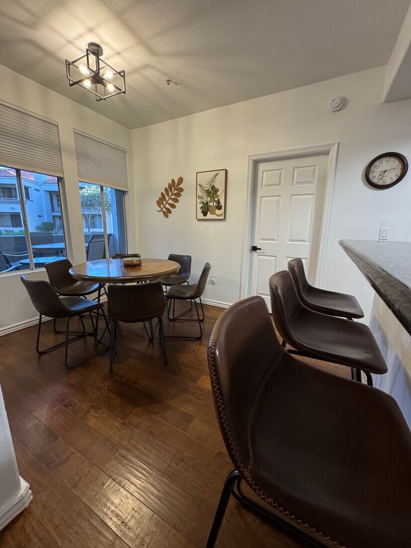 Dining Room-Seat 6 at the table plus 3 barstools