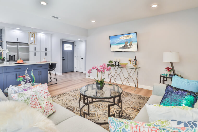 living room and kitchen