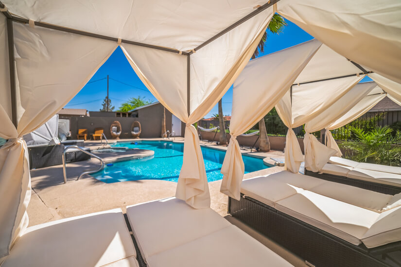 Cabanas overlooking the pool