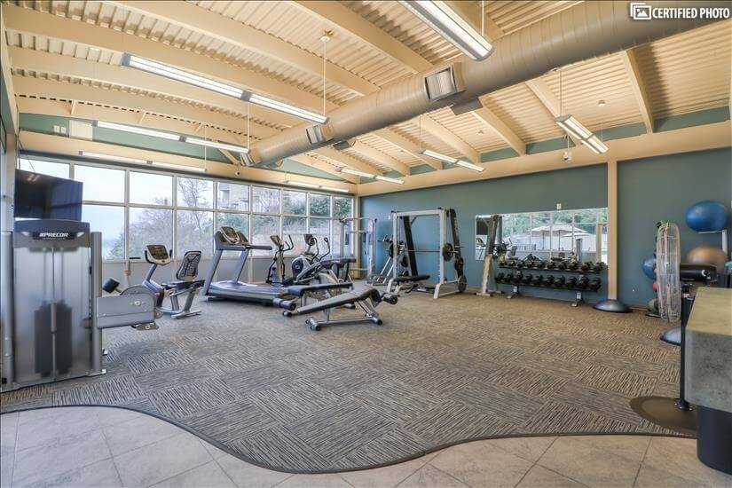 Fitness Center with views to the lake.