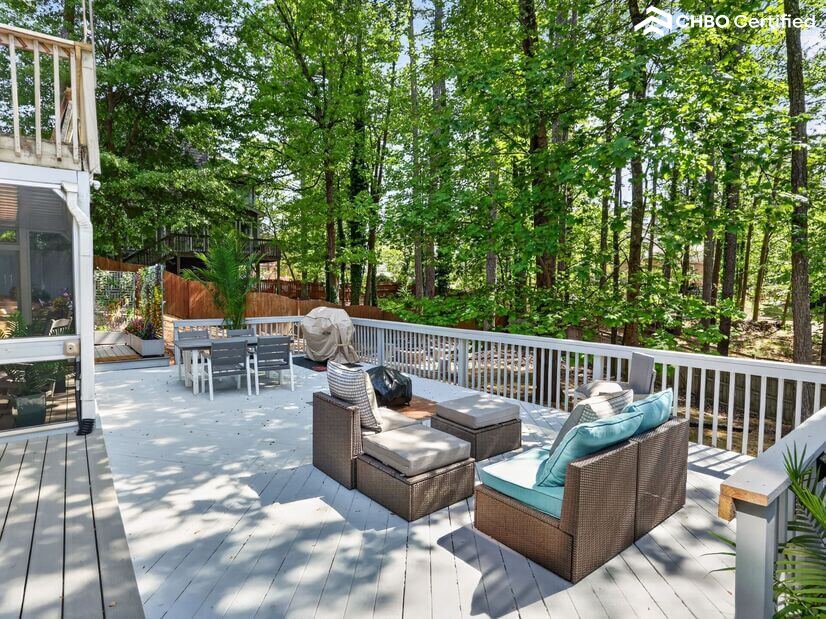 Lounge, play, and grill on the big open deck.