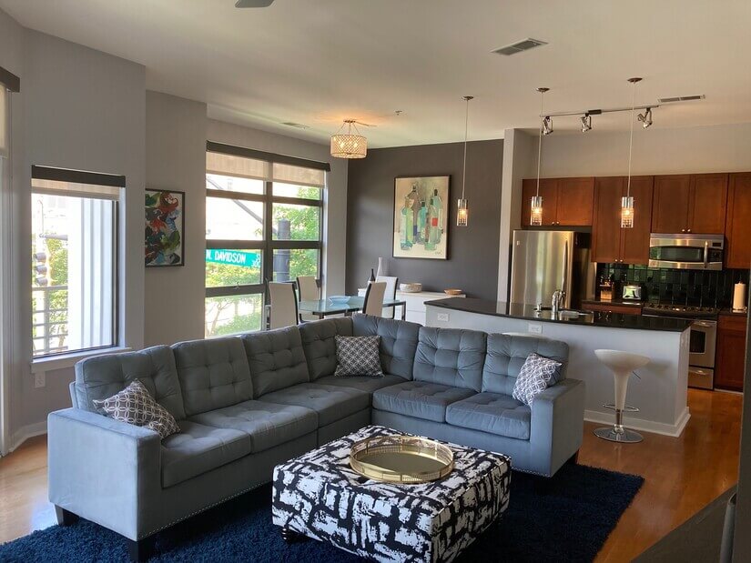 Ample lighting with large windows