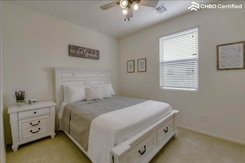 Queen Bed and Ceiling Fan in 2nd Bedroom