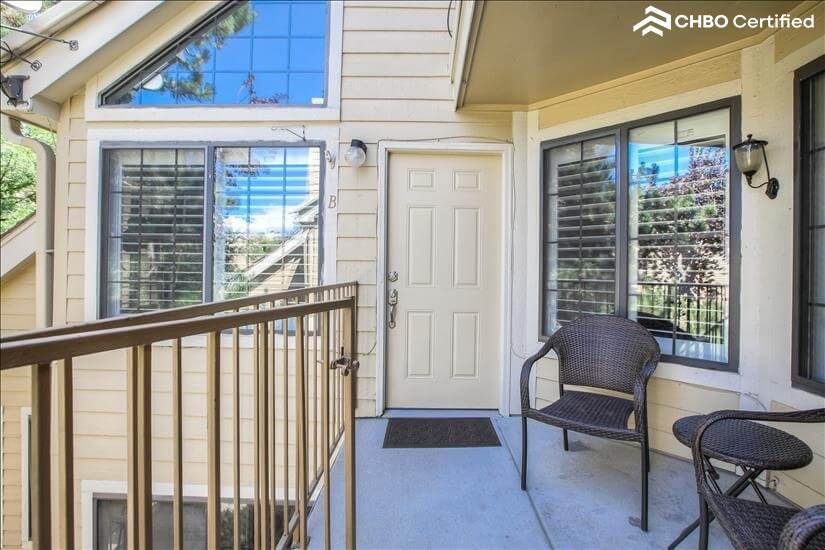 Front door with Plantation shutters surroundi