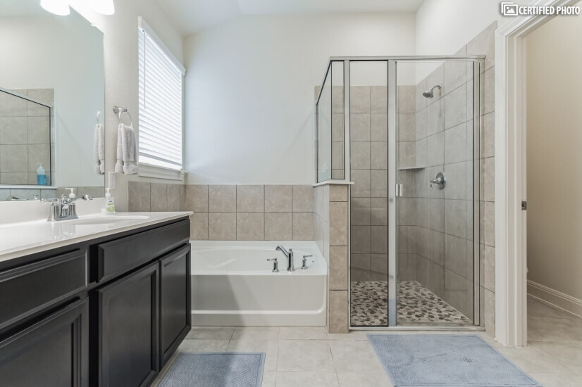 Separate tub and shower