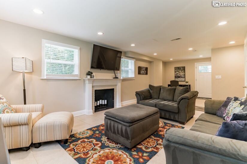 Family Room featuring very comfortable seating and large TV