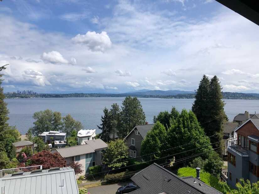 View of Lake WA and Cascade Mountains from Living-Terrace