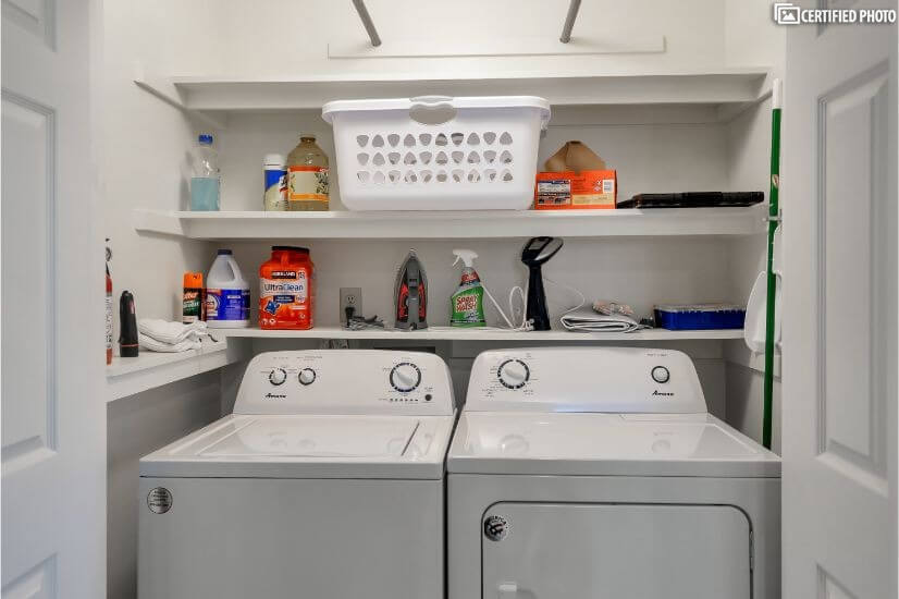 Full Size Washer and Dryer in Closet off Kitchen