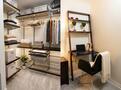 Custom organized walk-in closet, study desk