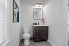 Fully furnished bathroom with modern fixtures