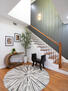Stairway with accent wall.
