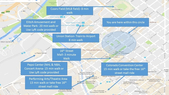 Map of venues and attractions within walking