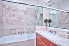 Tiled bath complete with soaking tub