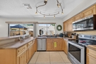 Stainless steel appliances in kitchen