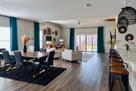 Kitchen, dining room and living room