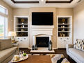 Living Room with Custom Built-Ins & Fireplac