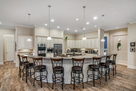 Casual bar seating with modern stools