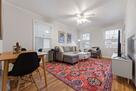 Dining room table and living room