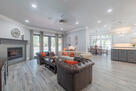 Spacious living room with warm light